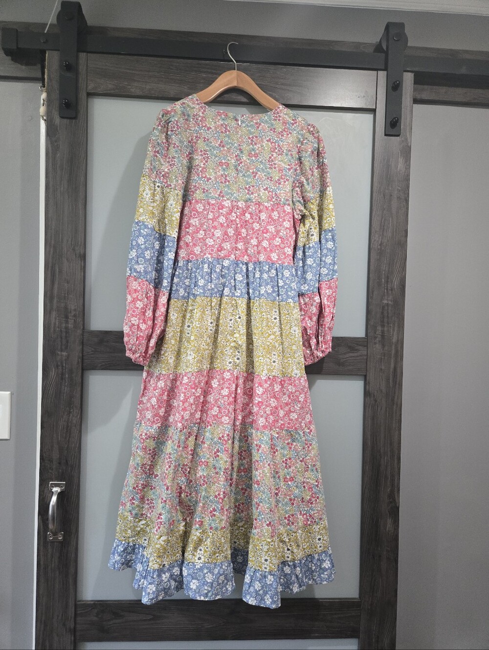 Hyacinth House Peasant Colorblock Floral Midi Dress Tiered boho M - Picture 2 of 7